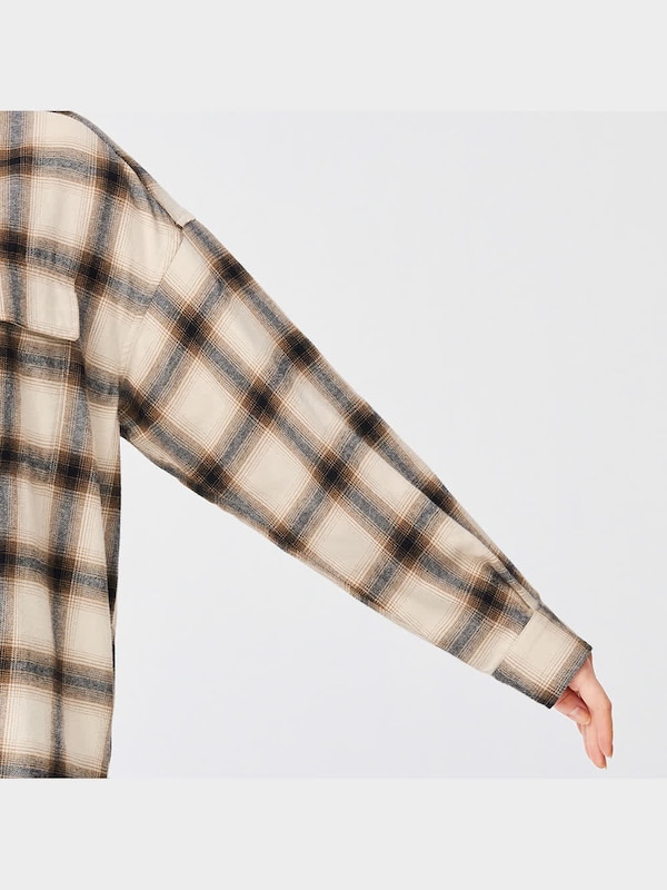 フランネルオーバーサイズシャツ(長袖)(チェックC)+X