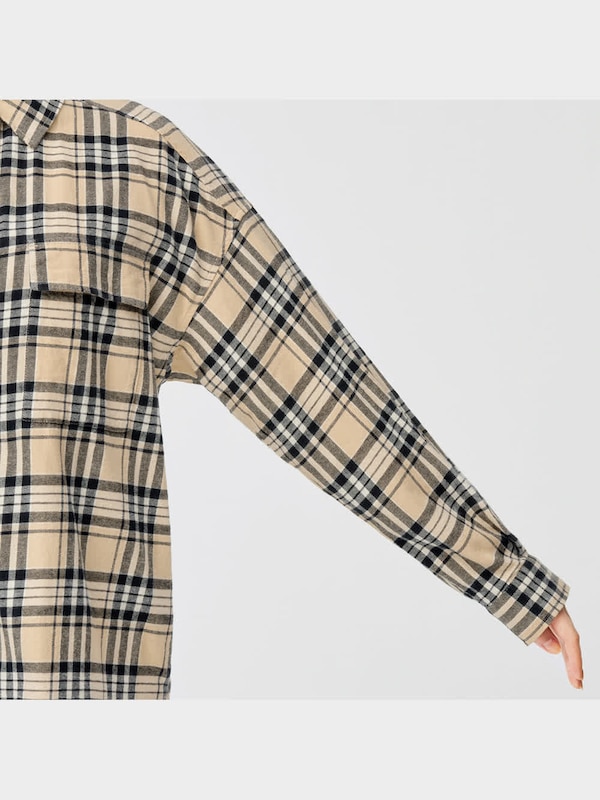 フランネルオーバーサイズシャツ(長袖)(チェックD)+X