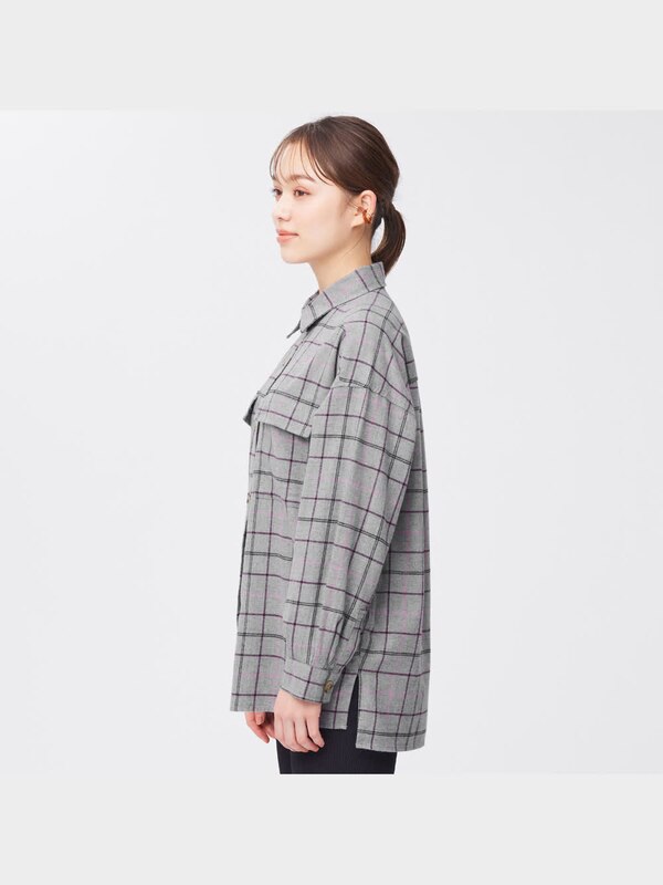 フランネルオーバーサイズシャツ(長袖)(チェックE)+EC