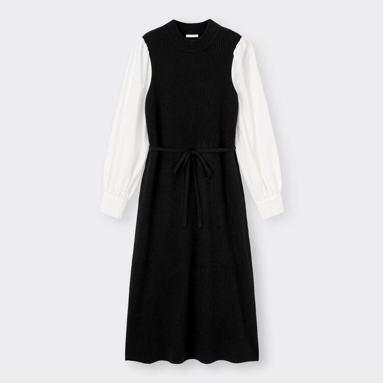 Gu公式 シャツスリーブニットワンピース 長袖 ファッション通販サイト