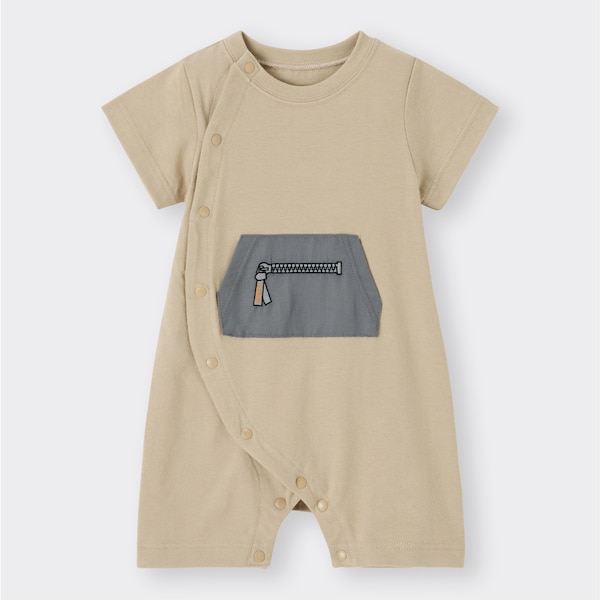 BABY(NEWBORN)カバーオール(半袖)(ポケット)+E-BEIGE