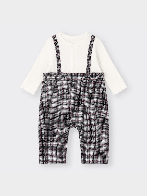 BABY(NEWBORN)セパオール(長袖)(チェックサロペット)