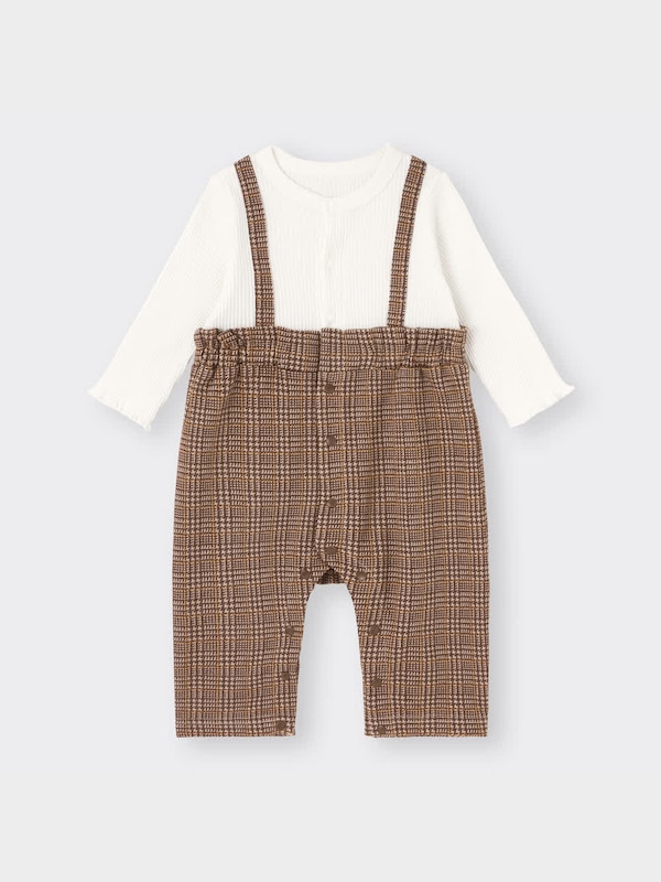 BABY(NEWBORN)セパオール(長袖)(チェックサロペット)