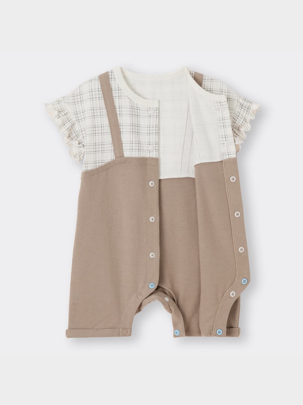 BABY(NEWBORN)セパオール(半袖)(サロペット)(チェック)+E
