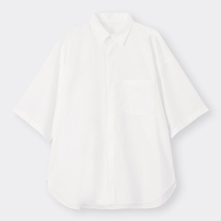 Gu公式 イージーケアオーバーサイズシャツ 5分袖 ファッション通販サイト