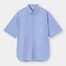 イージーケアオーバーサイズシャツ(5分袖)(ストライプ)-BLUE
