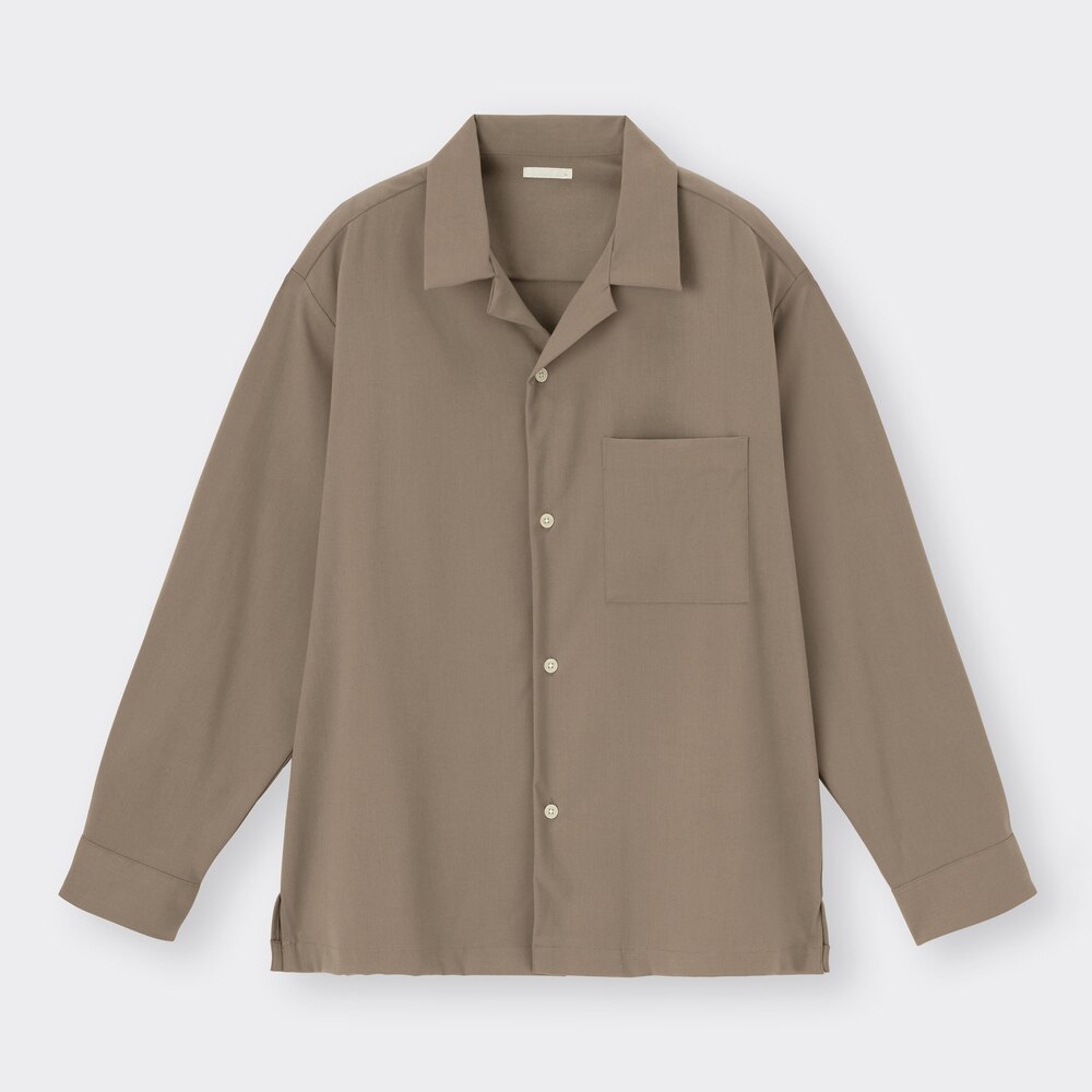 メンズ GU オープンカラーシャツ 長袖 ベージュ beige XXL