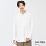 フランネルリラックスフィットバンドカラーシャツ(長袖)-OFF WHITE