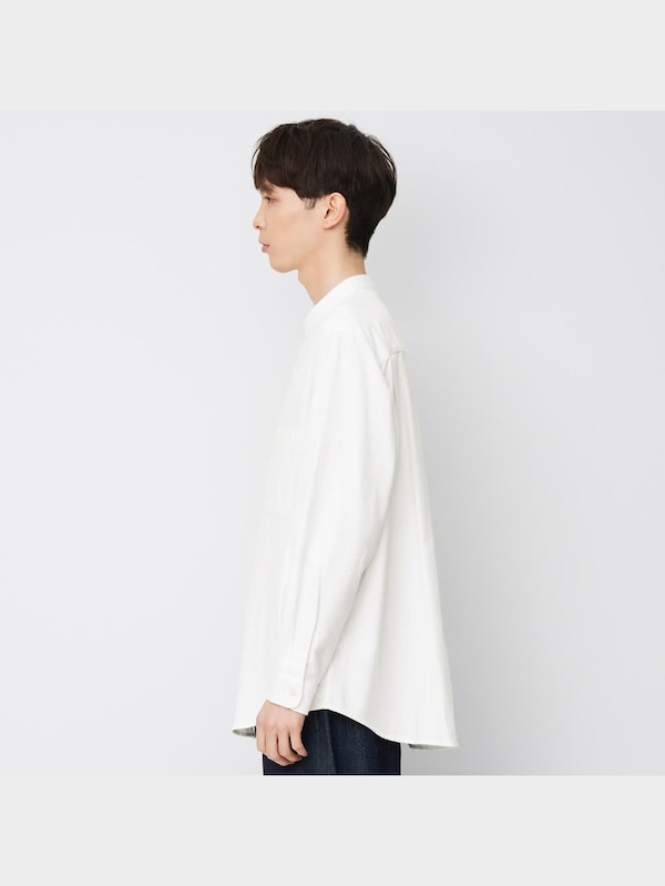 フランネルリラックスフィットバンドカラーシャツ(長袖)