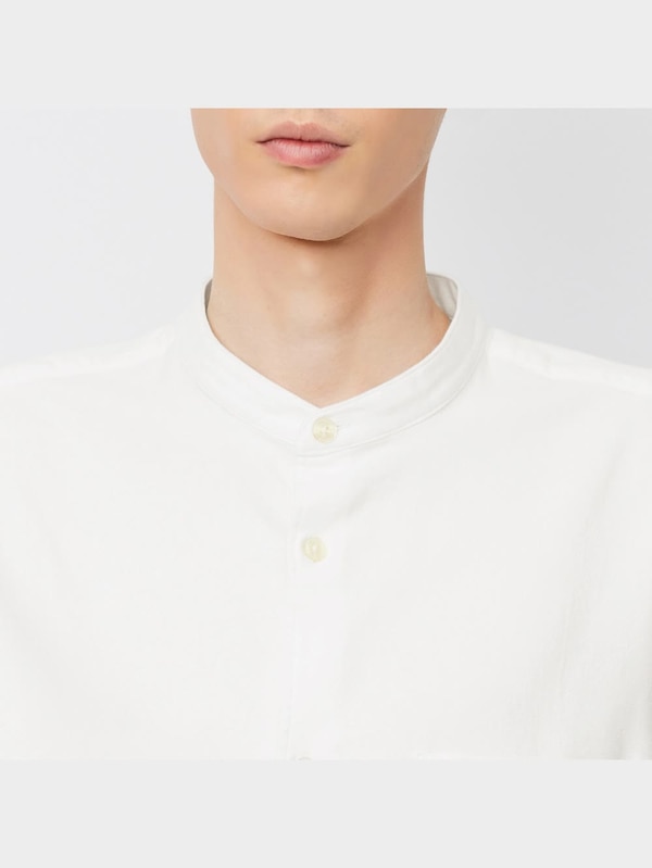 フランネルリラックスフィットバンドカラーシャツ(長袖)