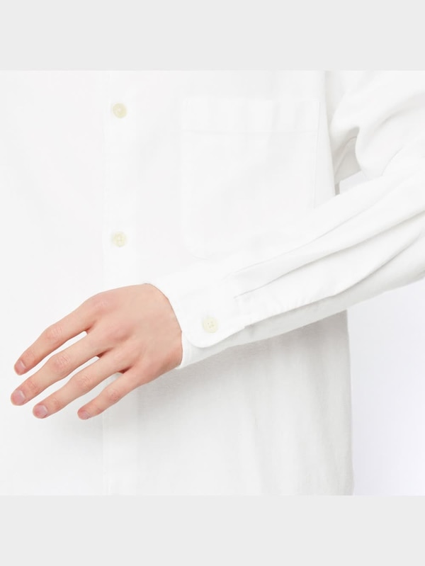 フランネルリラックスフィットバンドカラーシャツ(長袖)