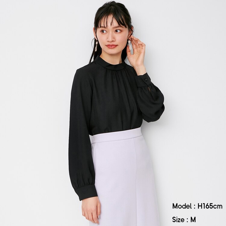 Gu公式 スタンドカラーブラウス 長袖 ファッション通販サイト