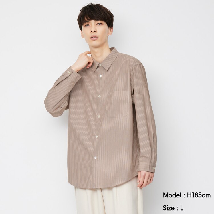 Gu公式 ブロードリラックスフィットシャツ 長袖 ストライプ ファッション通販サイト