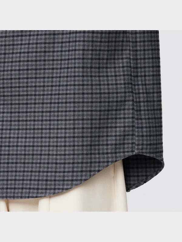 フランネルリラックスフィットバンドカラーシャツ(長袖)チェック