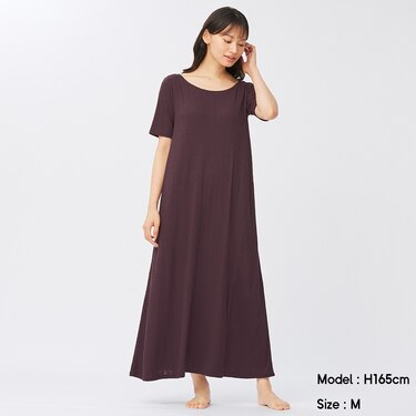 Gu公式 ブラフィールリブラウンジワンピース 半袖 E ファッション通販サイト