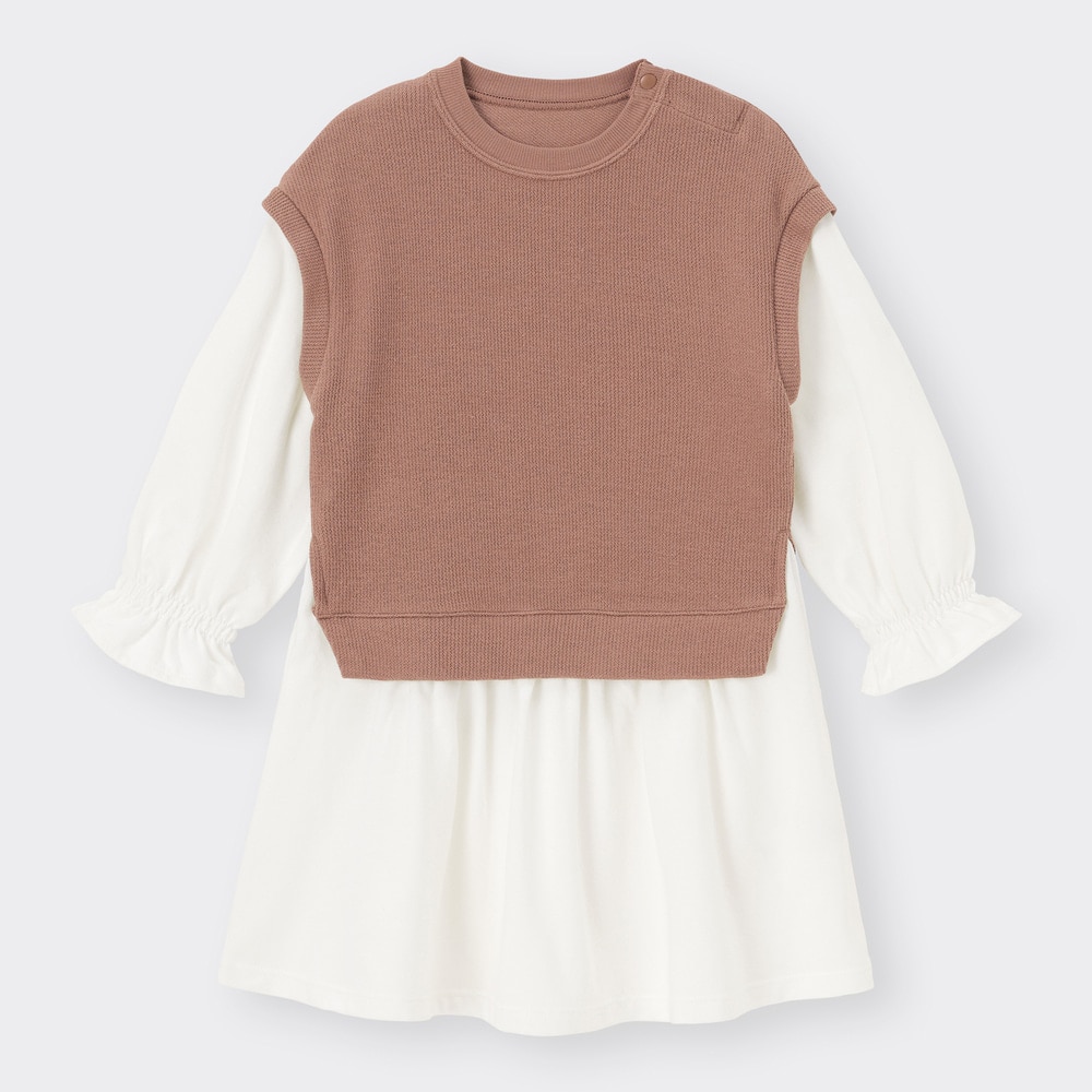 （GU）BABY(TODDLER)GIRLSベストレイヤードワンピース(長袖)+Eのサムネイル