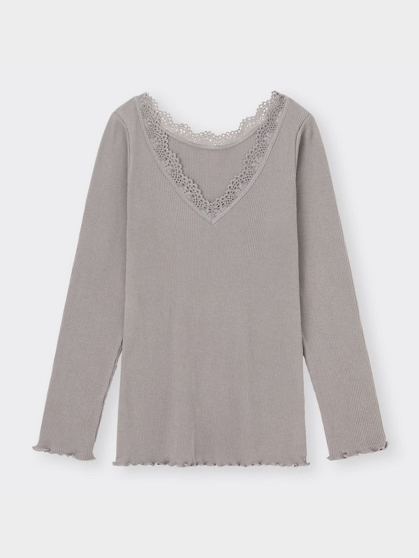 スタイルヒートリブレースVネックT(長袖)