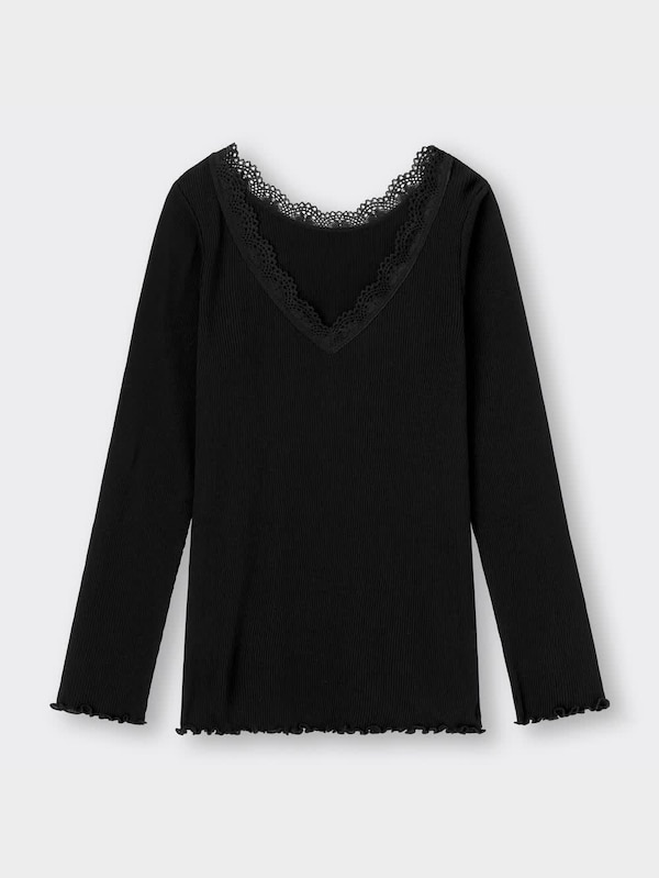 スタイルヒートリブレースVネックT(長袖)