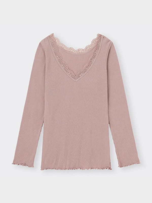 スタイルヒートリブレースVネックT(長袖)