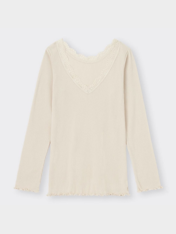 スタイルヒートリブレースVネックT(長袖)