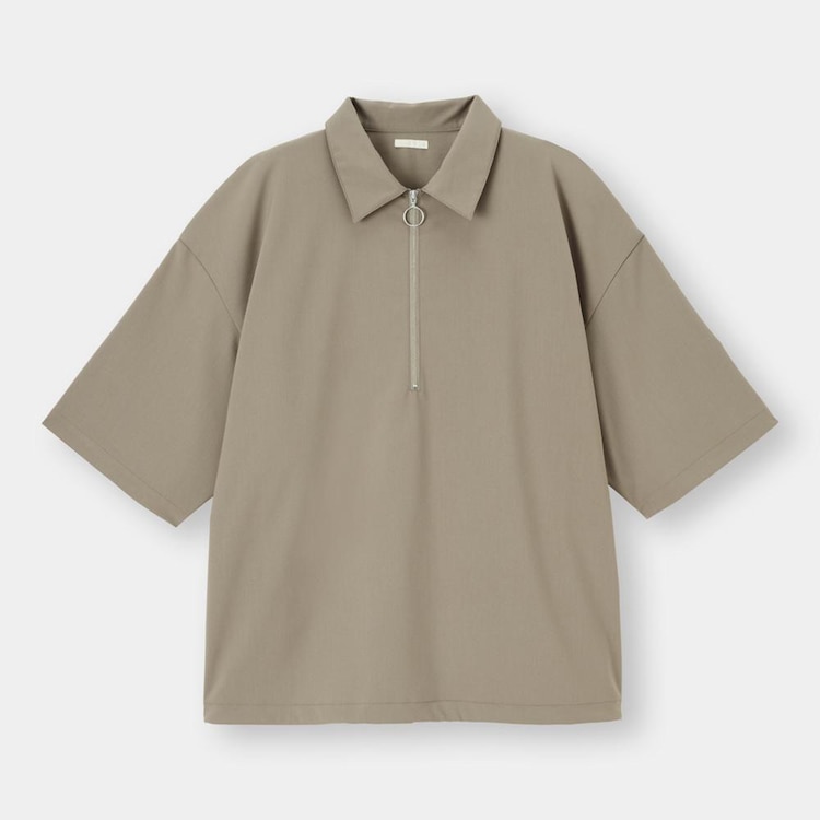 Gu公式 ハーフジッププルオーバーシャツ 5分袖 Nt E ファッション通販サイト