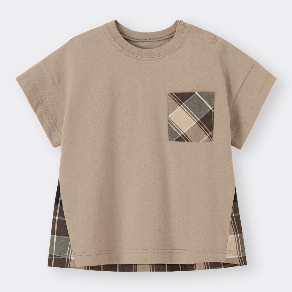 （GU）BABY(TODDLER)BOYSチェックコンビT(半袖)+E(セットアップ可能)のサムネイル