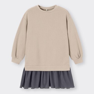 Gu公式 Girlsプリーツコンビネーションスウェットワンピース 長袖 ファッション通販サイト