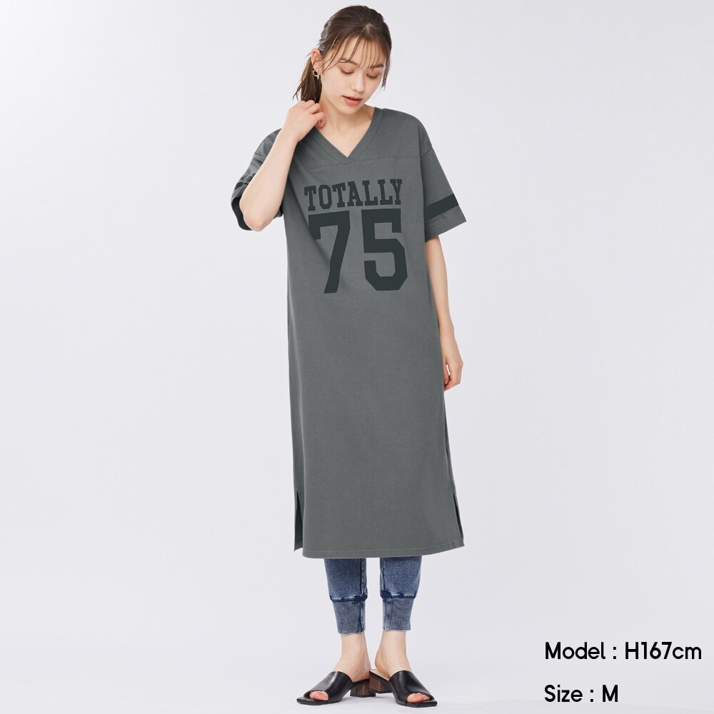 （GU）2WAYグラフィックTワンピース(5分袖)RS+Xのサムネイル