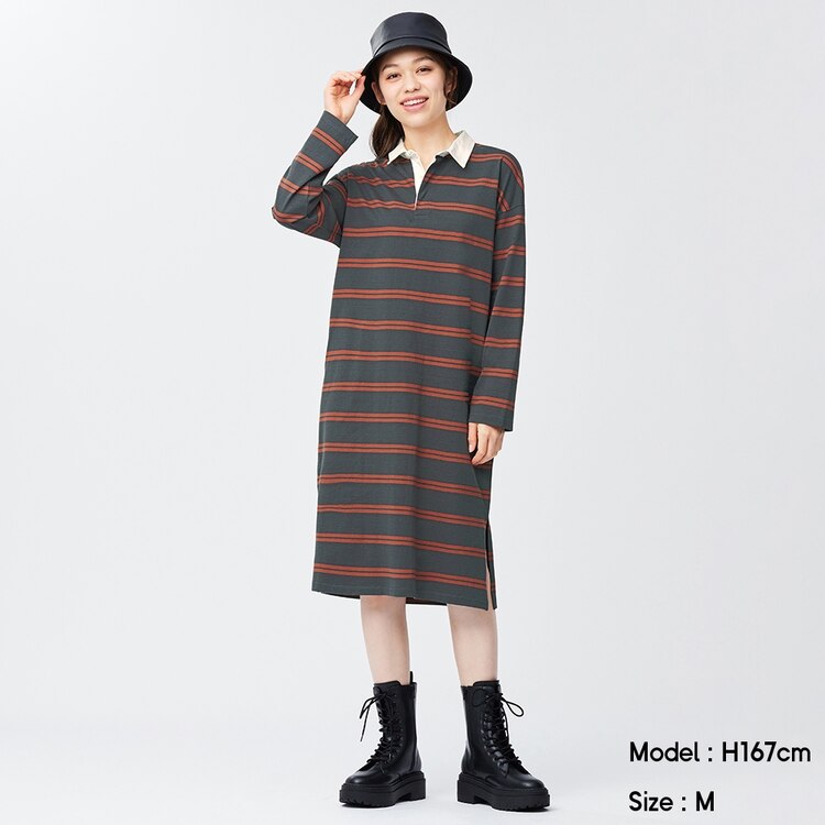 Gu公式 ボーダーワンピース 長袖 Rs E ファッション通販サイト