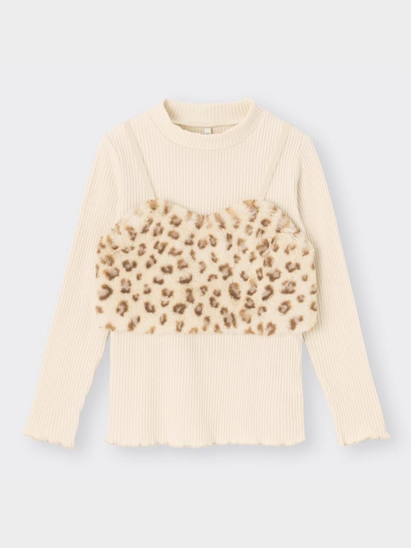 GIRLSフェイクファーキャミソールセットリブプルオーバー(長袖)