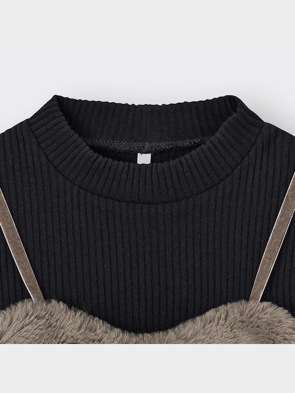 GIRLSフェイクファーキャミソールセットリブプルオーバー(長袖)