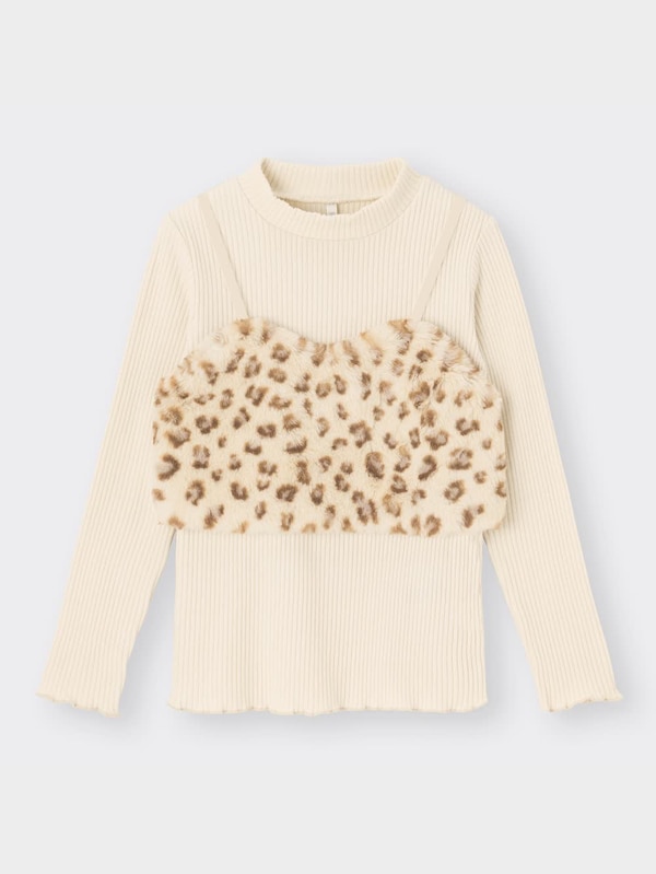 GIRLSフェイクファーキャミソールセットリブプルオーバー(長袖)