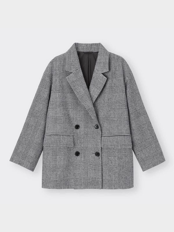 オーバーサイズダブルブレストジャケット(チェック)