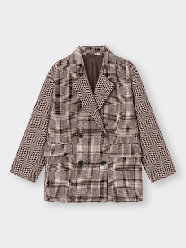 オーバーサイズダブルブレストジャケット(チェック)