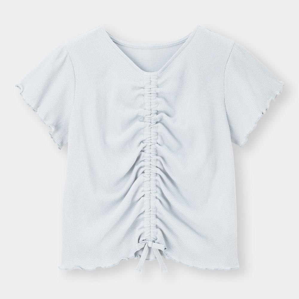 （GU）GIRLSフロントシャーリングT(半袖)JR+Eのサムネイル