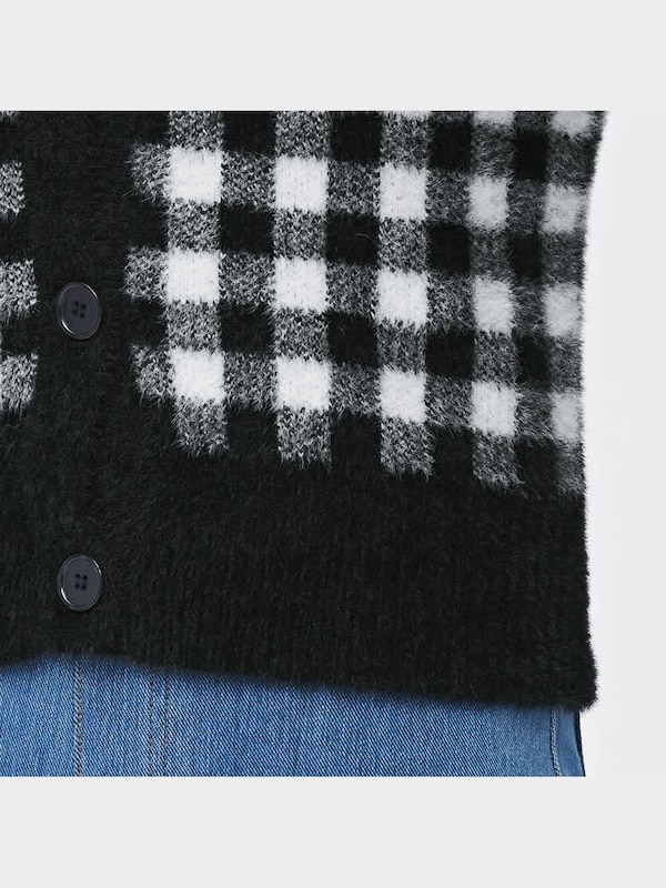 チェックフェザーヤーンカーディガン(長袖)YG+X(アンサンブル可能)