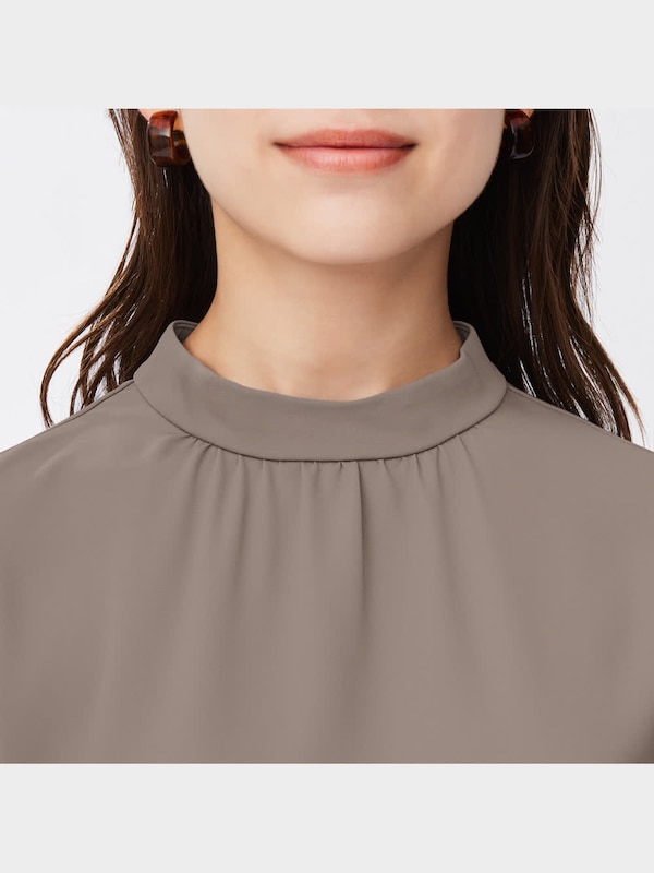 レーススリーブスタンドカラーワンピース(長袖)Z+X