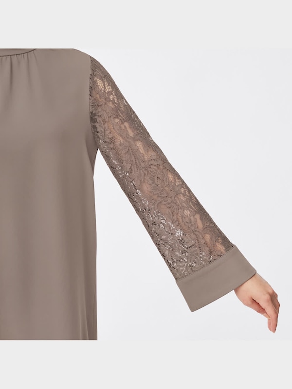 レーススリーブスタンドカラーワンピース(長袖)Z+X