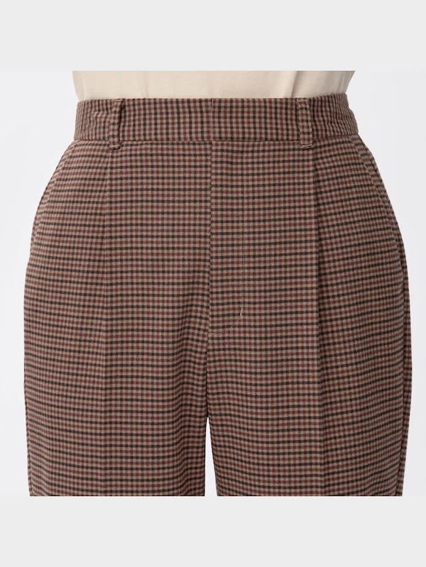 起毛タックテーパードパンツ(チェック)