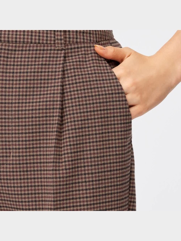 起毛タックテーパードパンツ(チェック)