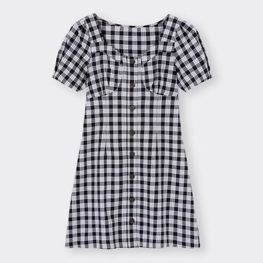 Gu公式 チェックワンピース 半袖 Yg Ec ファッション通販サイト