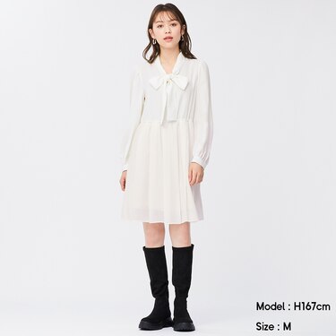 Gu公式 ボウタイワンピース 長袖 Yg X ファッション通販サイト