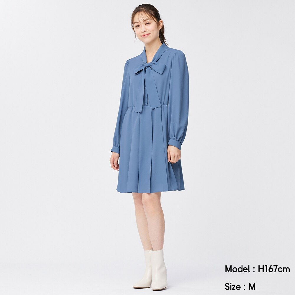 （GU）ボウタイワンピース(長袖)YG+Xのサムネイル