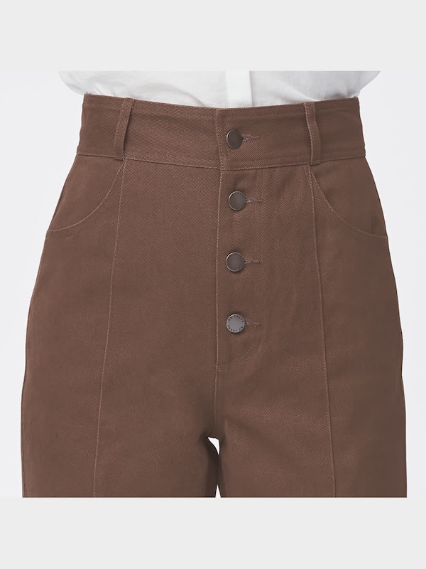 フロントボタンカラーストレートパンツQ