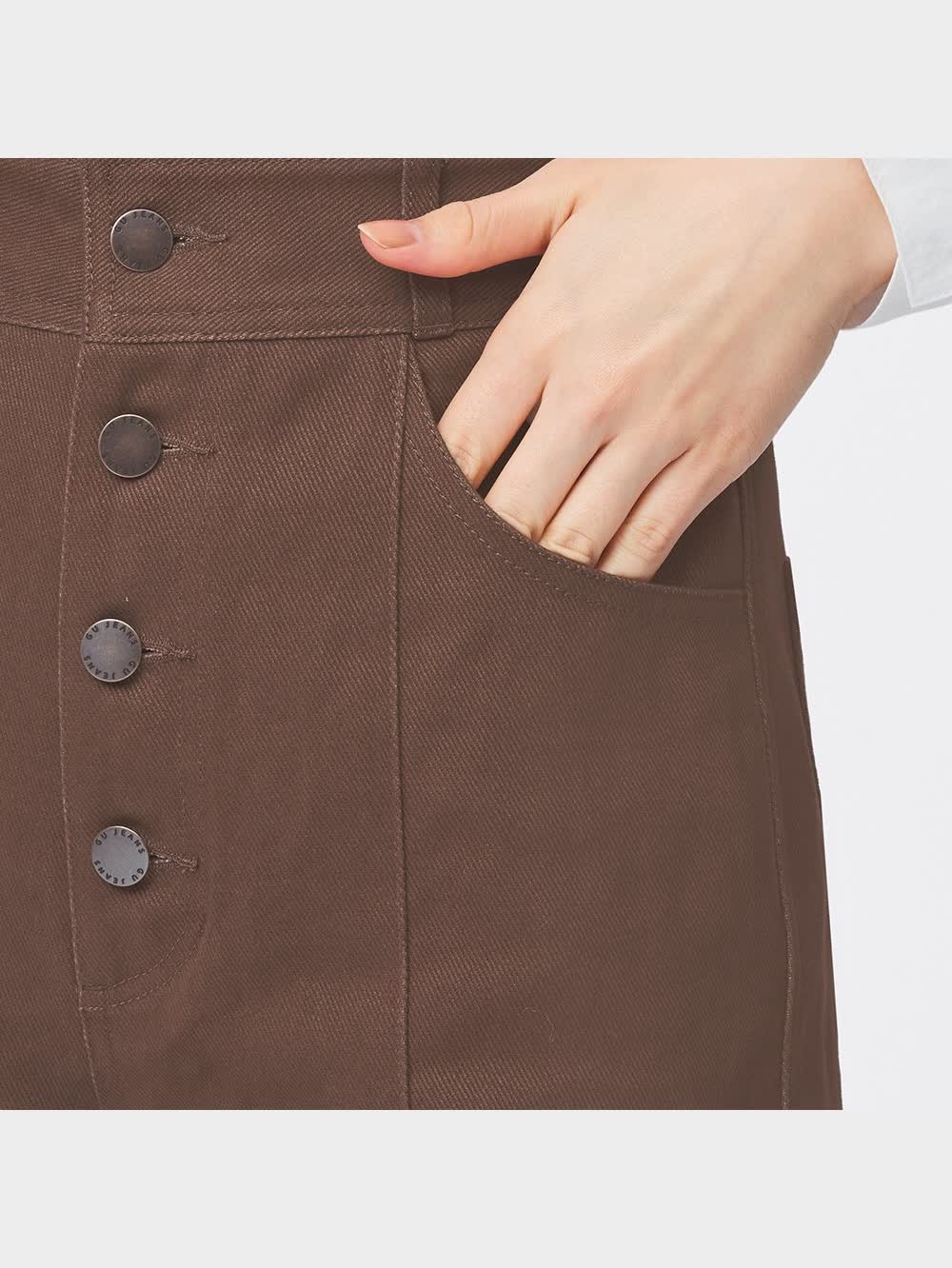 GU公式 | フロントボタンカラーストレートパンツQ
