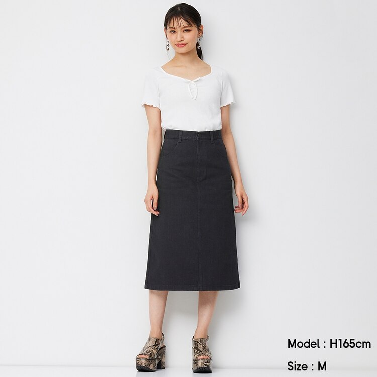 Gu公式 デニムaラインスカートosb Ec ファッション通販サイト