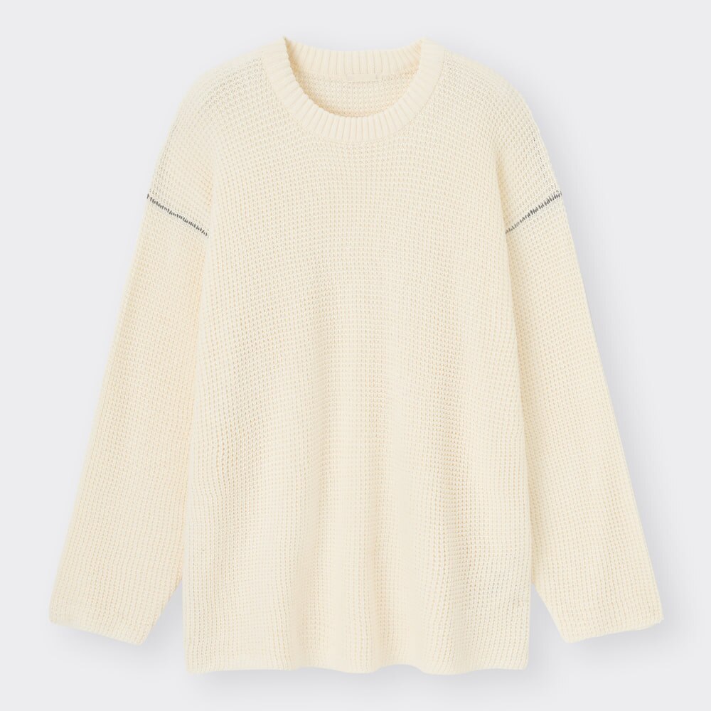 GU公式 | クルーネックセーター(長袖)(ステッチ)NT+E | ファッション通販サイト