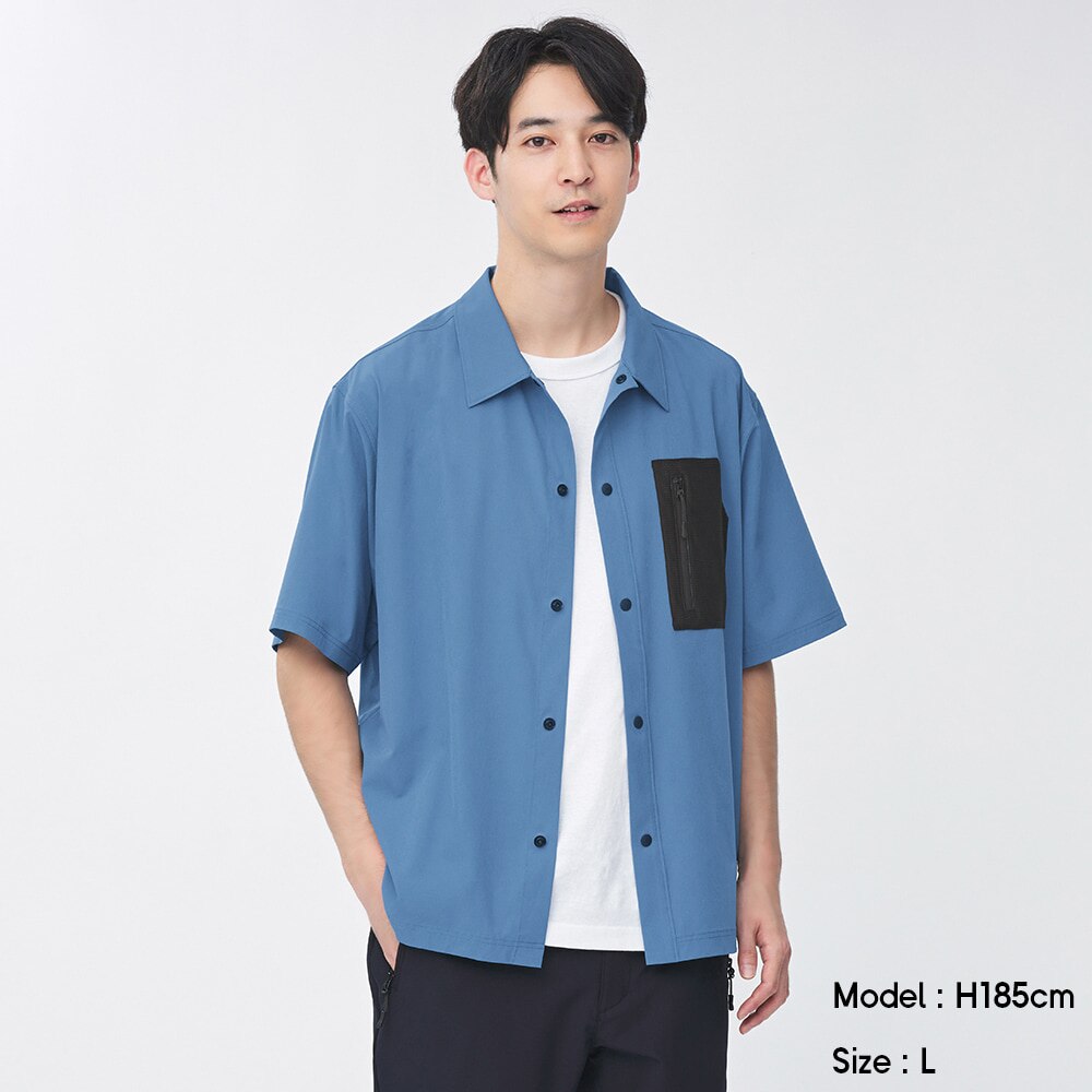 GUのドライストレッチメッシュポケットシャツ(5分袖)GA | StyleHint