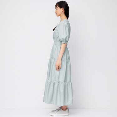 Gu公式 スクエアネックティアードワンピース 5分袖 Ec ファッション通販サイト