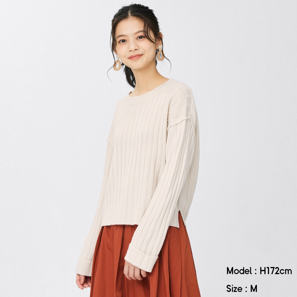 （GU）ワイドリブクルーネックセーター(長袖)OSA+ECのサムネイル